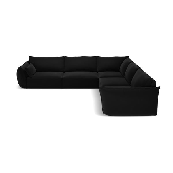 Juodos spalvos iš velveto kampinė sofa Vanda – Mazzini Sofas