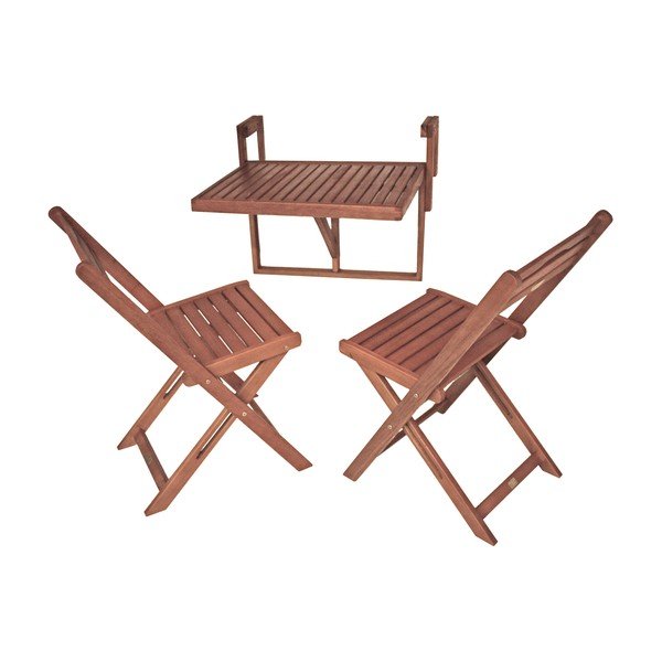 ADDU Balcony Berkeley 2 kėdžių ir pakabinamo staliuko iš eukalipto komplektas