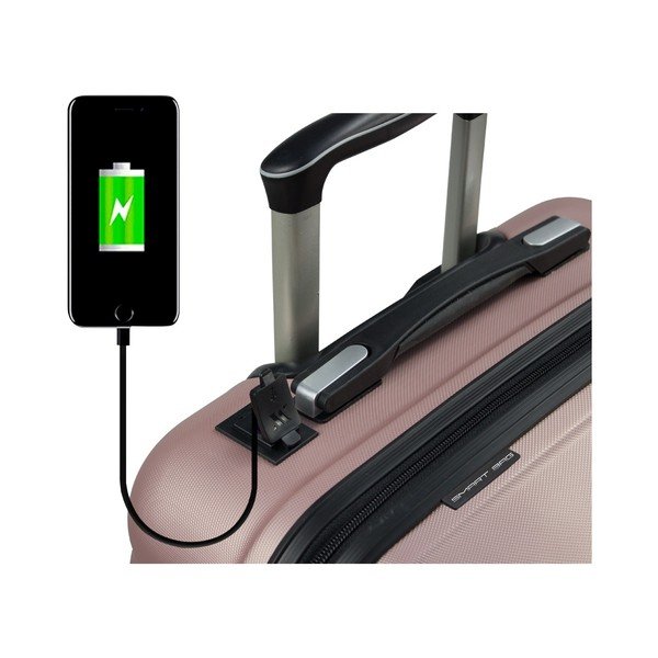 Rožinis kelioninis lagaminas ant ratukų su USB jungtimi My Valice COLORS RESSNO Pilot Suitcase-image-4