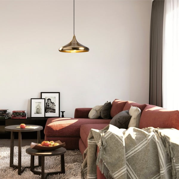 Auksinės spalvos kabantis šviestuvas ø 35 cm su metaliniu gaubtu Nile – Opviq lights-image-1