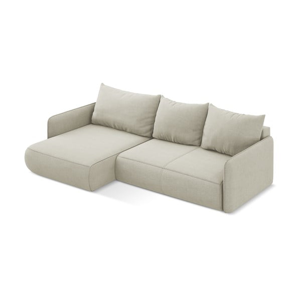 Kreminės spalvos sulankstoma/su sandėliavimo vieta kampinė sofa (su kairiuoju kampu) Nanea – Makamii-image-4