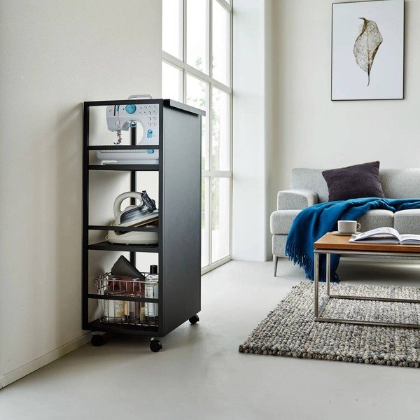 Juodos spalvos iš metalo lentyna ant ratukų 42x84,5x32 cm Tower – YAMAZAKI-image-4