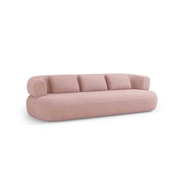Šviesiai rožinės spalvos sofa iš boucle 200 cm Jenny – Micadoni 