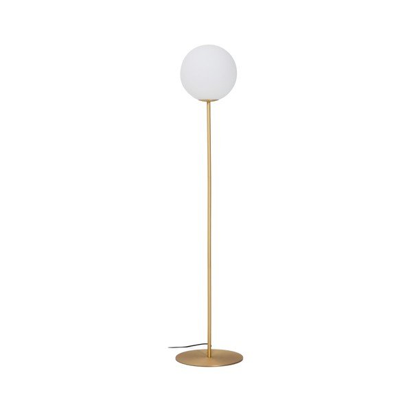 Baltos spalvos/auksinės spalvos pastatomas šviestuvas (aukštis 165 cm) su stiklo gaubtu Brisia – Kave Home