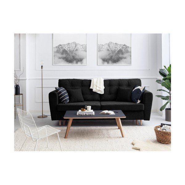 Juoda trivietė sofa-lova su saugykla "Cosmopolitan Design Grenoble-image-1