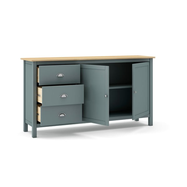 Pilkai žalios spalvos iš pušies masyvo šoninė spintelė 150x80x40 cm Misti – Marckeric-image-4