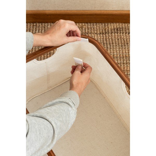 Kreminės spalvos iš tekstilės skalbinių krepšys sulankstomas Bamboo/Linen – Bigso-image-4
