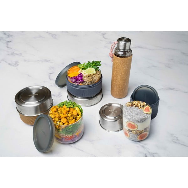 Stiklinis vandens buteliukas su oranžine silikonine įmaute Black + Blum G-Bottle, 600 ml-image-3