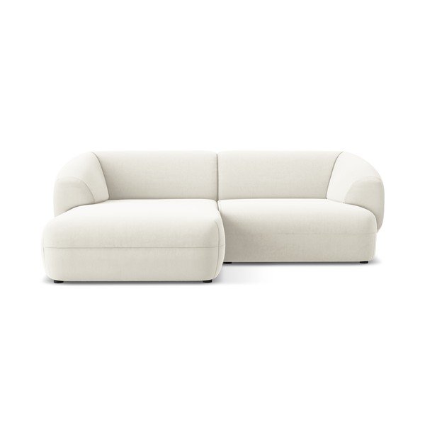 Baltos spalvos iš velveto kampinė sofa (su kairiuoju kampu) Moana – Makamii