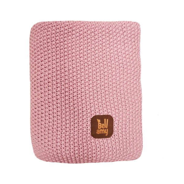 Rožinė medvilninė kūdikių antklodė 100x80 cm Rosy - BELLAMY