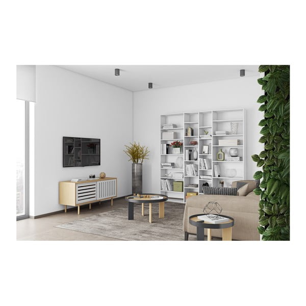 Knygų spinta  baltos spalvos 214x224 cm Valsa – TemaHome-image-3