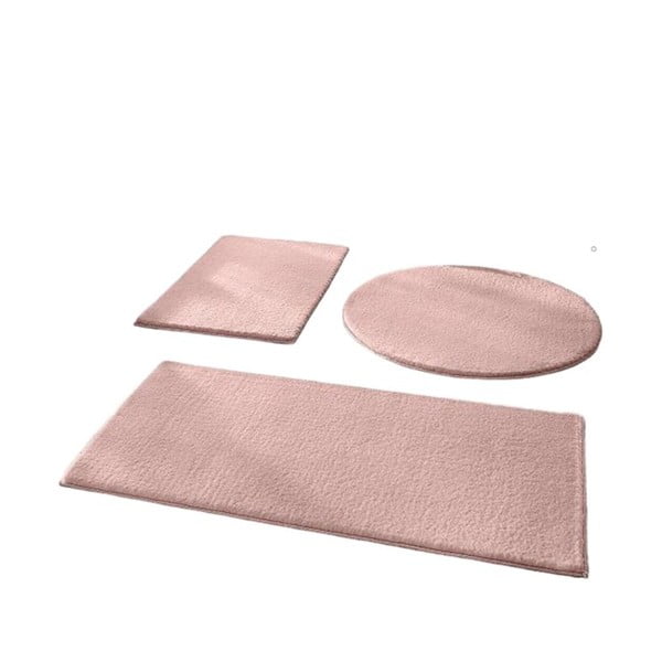 Vonios kilimėliai rožinės spalvos 3 vnt. 50x90 cm – Mila Home