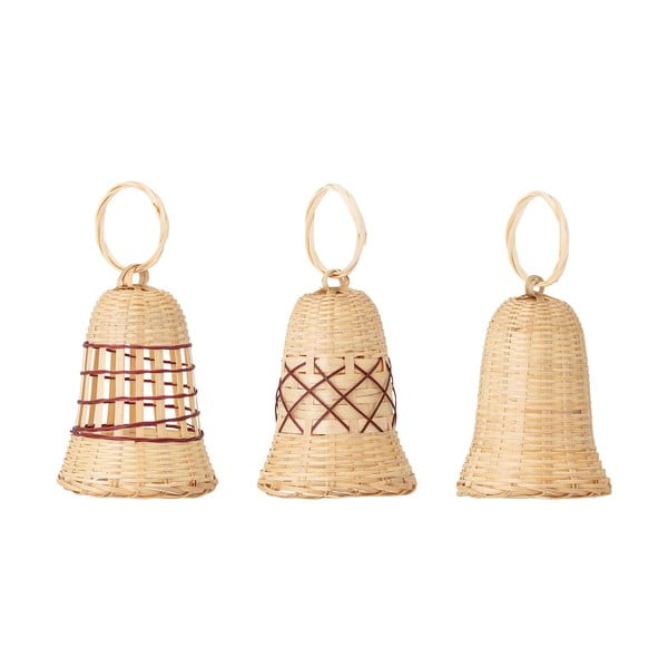 3 bambukinių pakabinamų dekoracijų rinkinys Bloomingville Akon