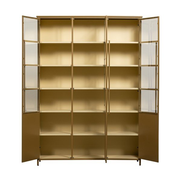 Garstyčių spalvos vitrina iš metalo 140x200x44 cm Exhibit – WOOOD-image-4