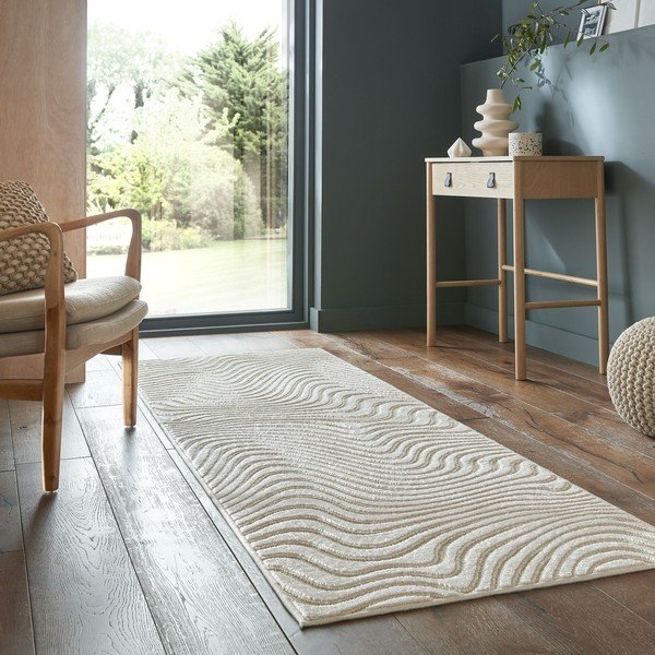 Smėlio spalvos vilnonis kilimas 80x230 cm Channel - Flair Rugs-image-2
