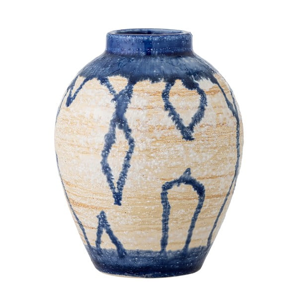 Mėlynos spalvos/kreminės spalvos iš akmens masės vaza (aukštis 16 cm) Avon – Bloomingville