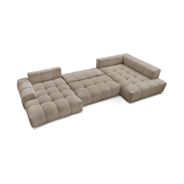 Taupe spalvos iš šenilinio audinio sulankstoma/su sandėliavimo vieta kampinė sofa (su dešiniuoju kampu/„U“ formos) Everest – Bobochic Paris-image-4