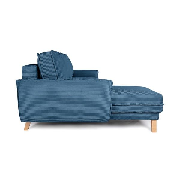 Sulankstoma (kintama) kampinė sofa mėlynos spalvos iš kordinio velveto Tori – Bonami Selection-image-3