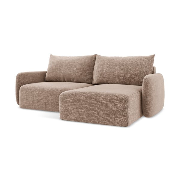 Šviesiai rudos spalvos sulankstoma/su sandėliavimo vieta kampinė sofa (su dešiniuoju kampu) Kalena – Makamii-image-2