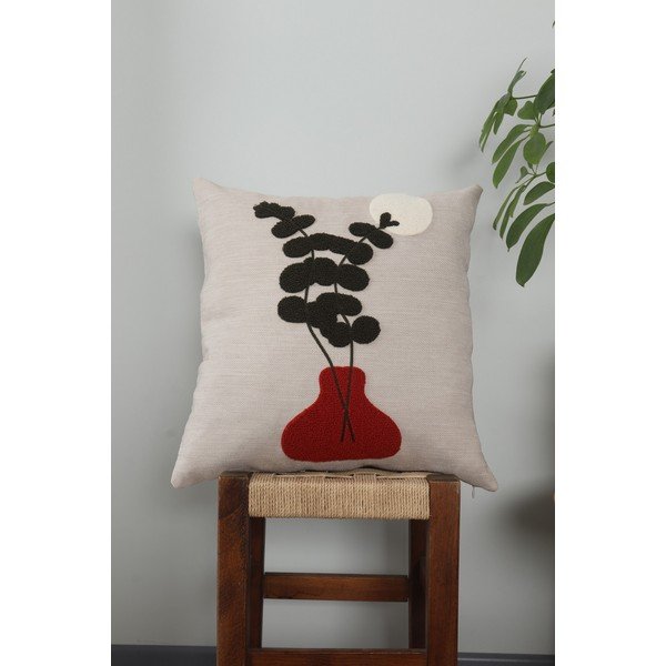 Iš lino dekoratyvinė pagalvėlė 43x43 cm Vazo – Mioli Decor-image-1