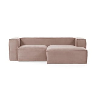 Šviesiai rožinė velvetinė kampinė sofa (dešinysis kampas) Blok - Kave Home
