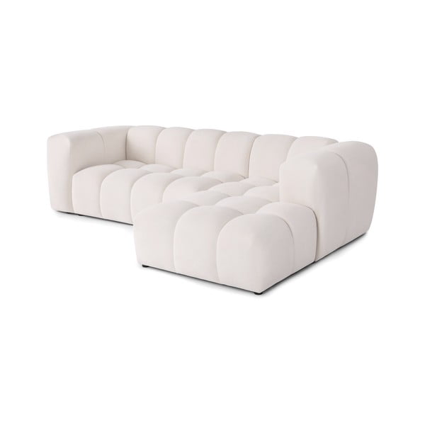 Kreminės spalvos iš velveto kampinė sofa (su dešiniuoju kampu/su gultu) Cube – Bonami Selection-image-2