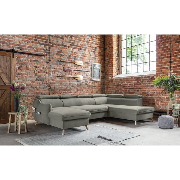 Sulankstoma kampinė sofa iš velveto šviesiai pilkos spalvos (su dešiniuoju kampu/„U“ formos) Sweet Harmony – Miuform-image-3