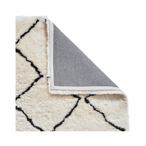 Smėlio ir juodos spalvos rankomis siūtas kilimas Think Rugs Morocco Lento Ivory & Black, 150 x 230 cm-image-1
