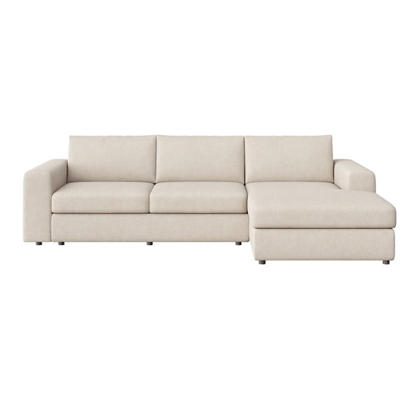 Smėlio spalvos iš velveto kampinė sofa (su dešiniuoju kampu/su gultu) Baga – Rodier