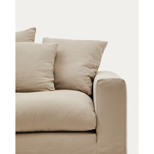 Iš lino sofa smėlio spalvos 240 cm Nora – Kave Home-image-3