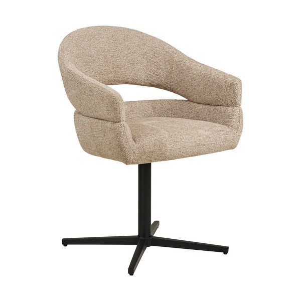 Smėlio spalvos iš audinio valgomojo kėdė su porankiais Dover – House Nordic