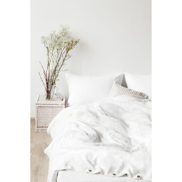 Baltas lininis antklodės užvalkalas Linen Tales, 140 x 220 cm-image-1