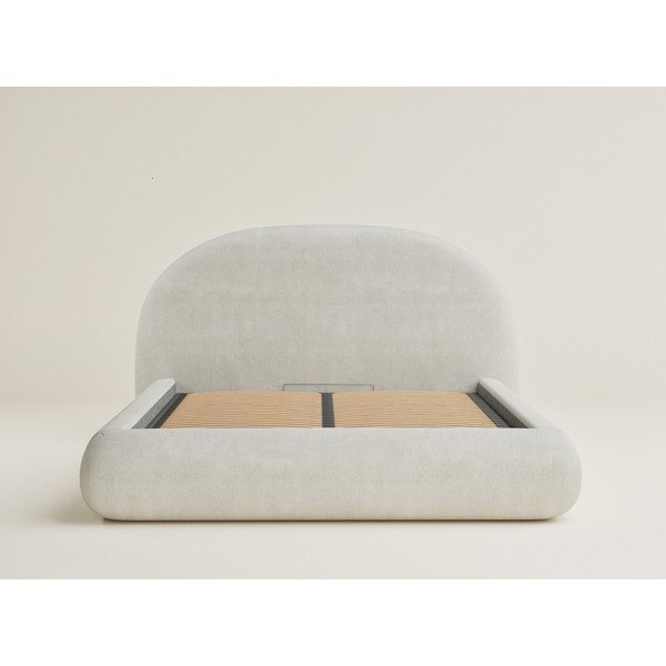 Kreminės spalvos dvigulė lova audiniu dengta su sandėliavimo vieta su lovos grotelėmis 140x200 cm Maumere – Maison de Rêve-image-2