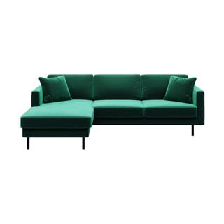Žalia aksominė kampinė sofa MESONICA Kobo, kairysis kampas