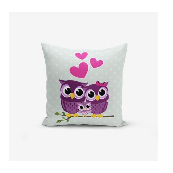 Minimalistiniai pagalvių užvalkalai Hearts Owls, 45 x 45 cm