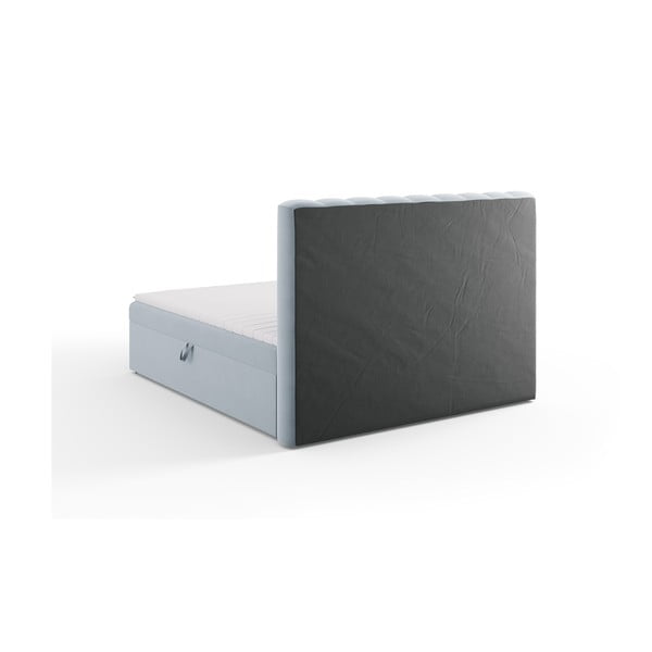 Spyruoklinė lova šviesiai mėlynos spalvos su sandėliavimo vieta 180x200 cm Gina – Milo Casa-image-4