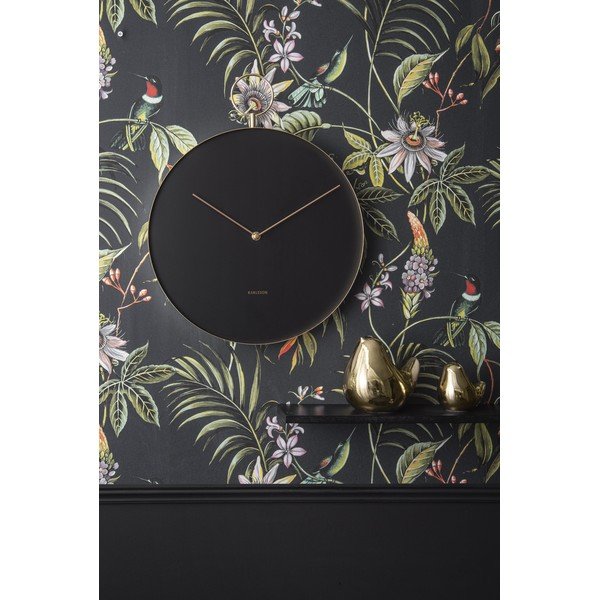 Juodos spalvos metalinis sieninis laikrodis Karlsson Hook, ø 34 cm-image-1