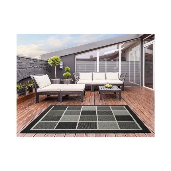 Juodai pilkas lauko kilimas Universal Nicol Squares, 120 x 170 cm-image-2