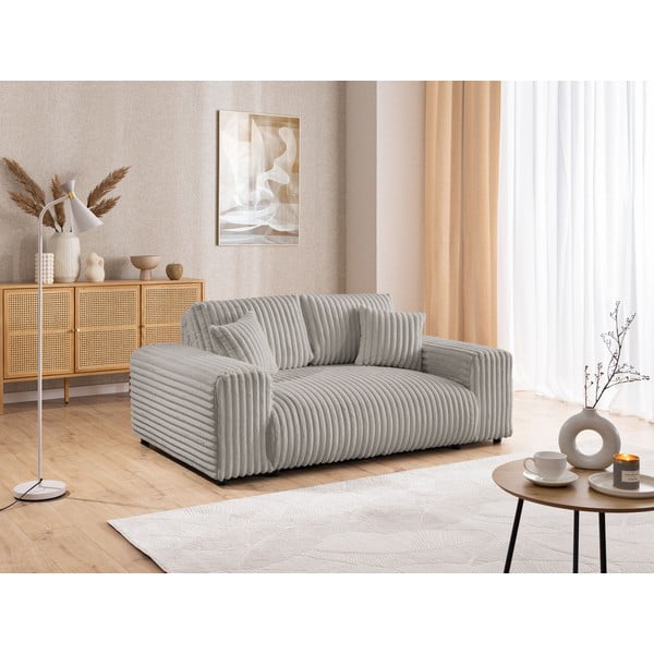 Šviesiai pilkos spalvos iš kordinio velveto sofa 178 cm Justin – Ropez-image-4