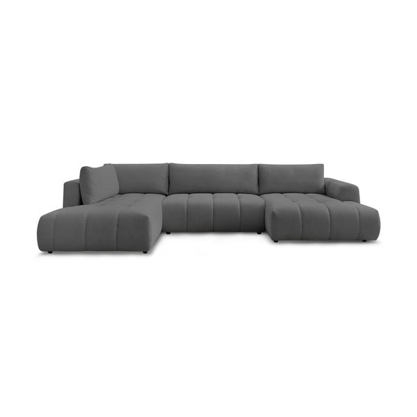 Tamsiai pilkos spalvos sulankstoma/su sandėliavimo vieta kampinė sofa (su kairiuoju kampu/„U“ formos) Fuji – Bobochic Paris
