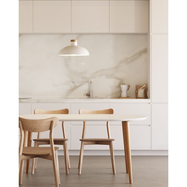 Apvalios formos prailginamas valgomojo stalas baltos spalvos su baltu stalviršiu ø 90 cm Oqui – Kave Home-image-2