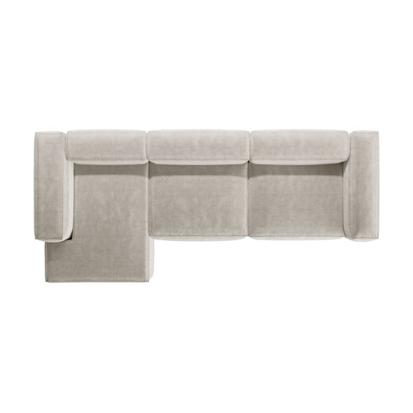 Smėlio spalvos iš kordinio velveto kampinė sofa (su kairiuoju kampu/su gultu) Bergamo – Cosmopolitan Design-image-3