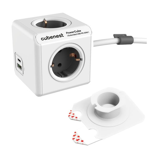 Kištukinis lizdas 13 cm PowerCube Extended USB Schuko – Cubenest-image-1