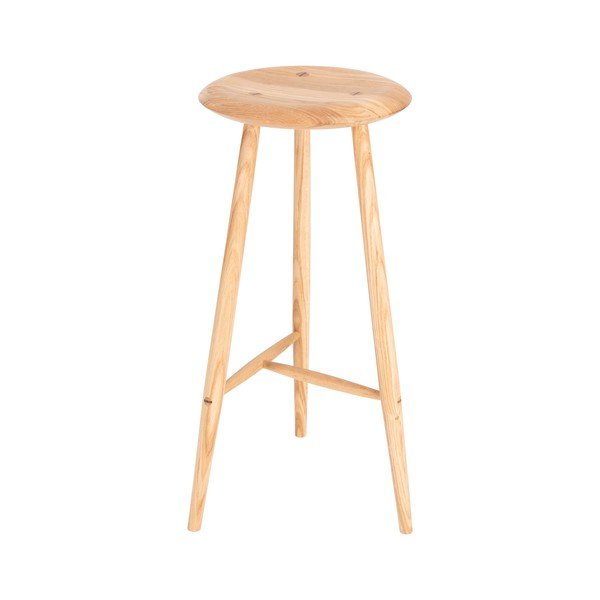 Natūralios spalvos iš ąžuolo masyvo baro taburetė (sėdynės aukštis 75 cm) Blanc – Gazzda-image-3
