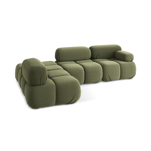 Šviesiai žalios spalvos iš velveto modulinė kampinė sofa (su kairiuoju kampu) Lokua – Makamii-image-4