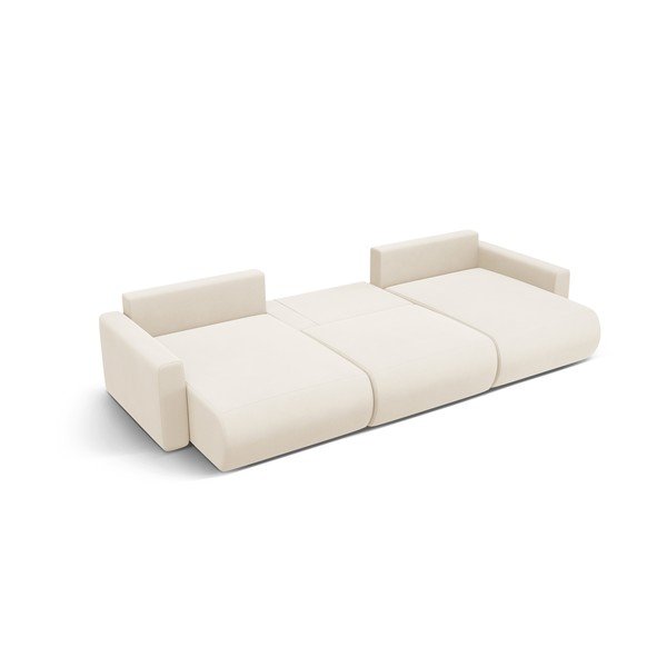 Smėlio spalvos iš velveto sulankstoma/su sandėliavimo vieta kampinė sofa („U“ formos) Belfast – Cosmopolitan Design-image-3