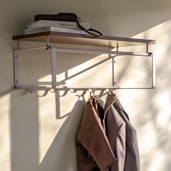 Natūralios spalvos/taupe spalvos iš plieno sieninė lentyna su lentyna 70 cm Rex – Spinder Design-image-1