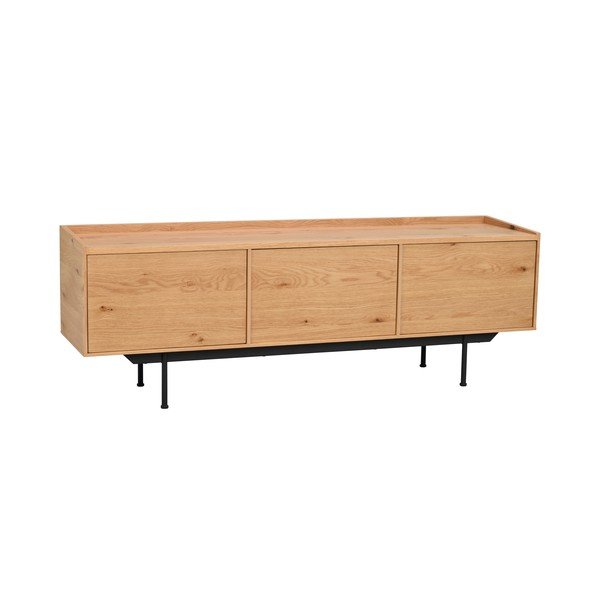 Natūralios spalvos ąžuolo dekoro televizoriaus stalas 160x56 cm Brewerton - Rowico-image-2
