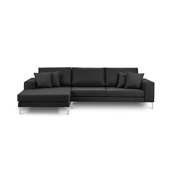 Tamsiai pilka kampinė sofa "Cosmopolitan Design Cartegena", kairysis kampas