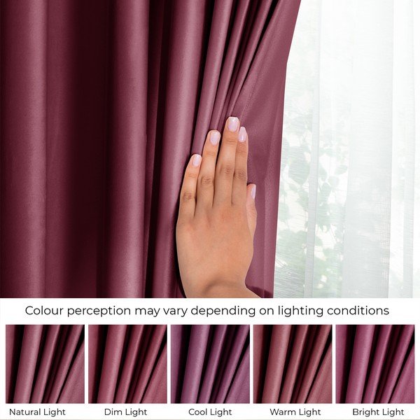 Bordo spalvos/rožinės spalvos iš velveto pritemdymas (dalinis užtemimas) užuolaida 140x270 cm Eyelets – Restilo-image-4